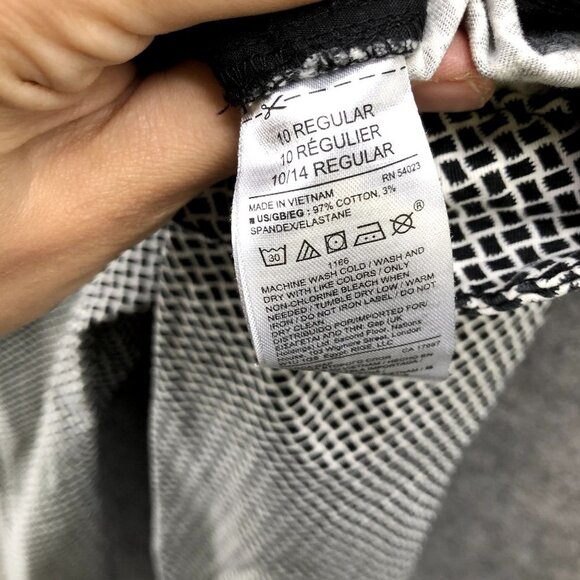 GAP Slim City Trouser Pants Womens 10 Black White Checker Mid Rise Cropped - Picture 12 of 12